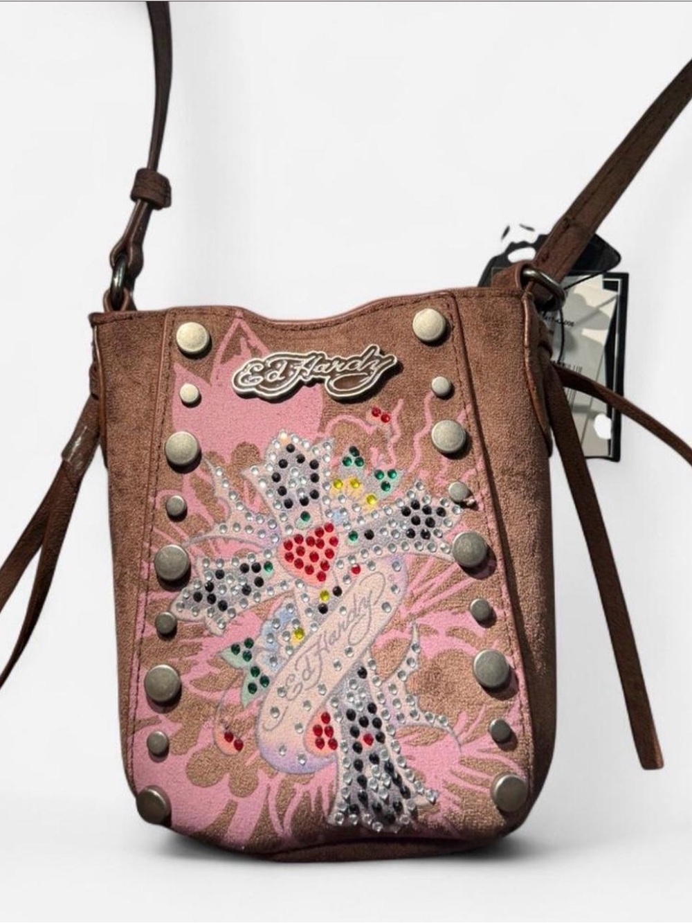 Y2K Ed Hardy Rhinestone Crossbody Bag